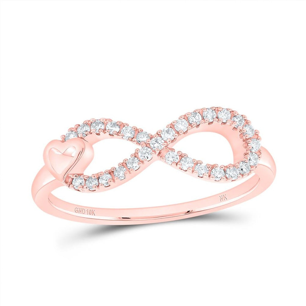 10K Rose Gold Diamond Heart Ring - 1/7 Carat Total Diamond Weight