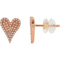 10K Rose Gold Diamond Heart Stud Earrings - 0.25 Carat Total Diamond Weight