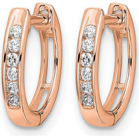 10K Rose Gold Diamond Hinged Hoop Earrings - 0.10 Carat Total Diamond Weight by Oro Pregiato