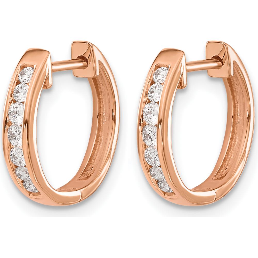 10K Rose Gold Diamond Hinged Hoop Earrings - 0.10 Carat Total Diamond Weight by Oro Pregiato