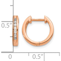 10K Rose Gold Diamond Hinged Hoop Earrings - 0.10 Carat Total Diamond Weight by Oro Pregiato