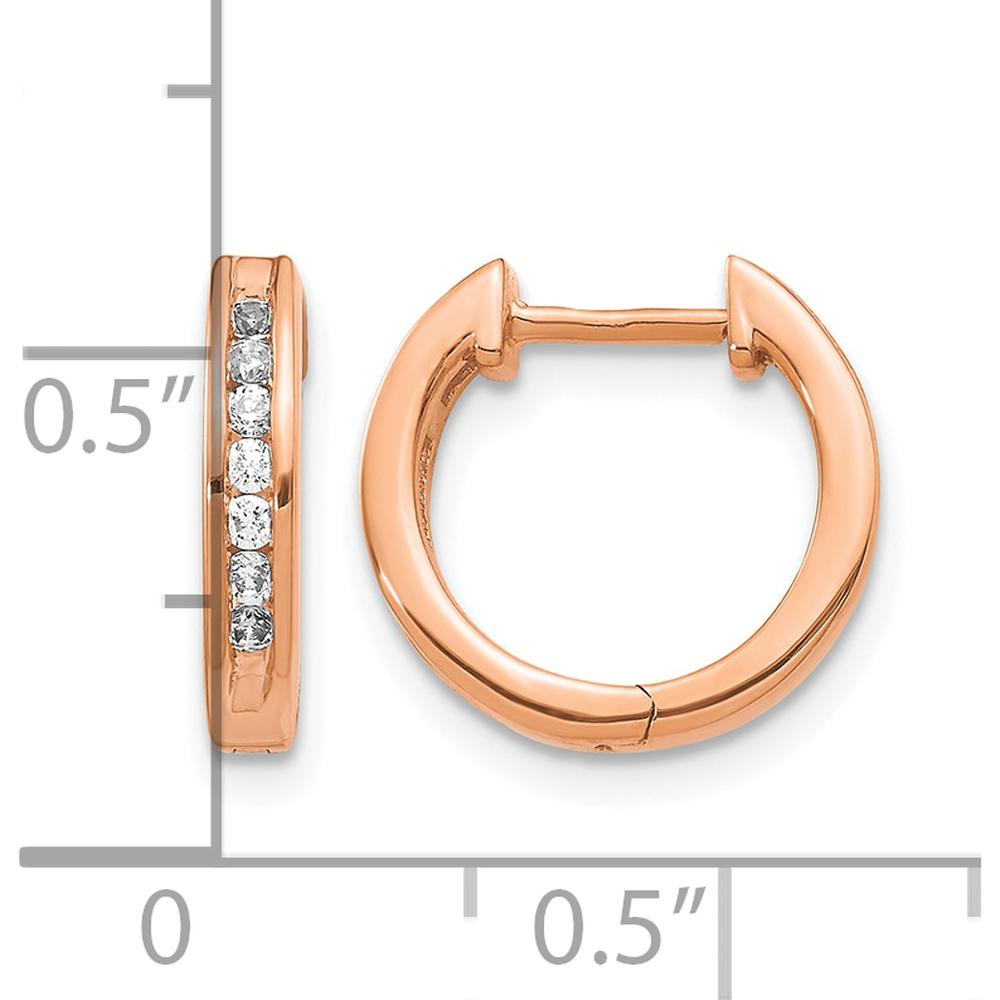 10K Rose Gold Diamond Hinged Hoop Earrings - 0.10 Carat Total Diamond Weight by Oro Pregiato