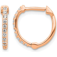 10K Rose Gold Diamond Hinged Hoop Earrings - 0.20 Carat Total Diamond Weight by Oro Pregiato
