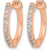 10K Rose Gold Diamond Hinged Hoop Earrings - 0.20 Carat Total Diamond Weight by Oro Pregiato
