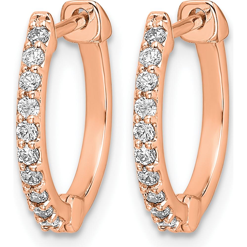 10K Rose Gold Diamond Hinged Hoop Earrings - 0.20 Carat Total Diamond Weight by Oro Pregiato