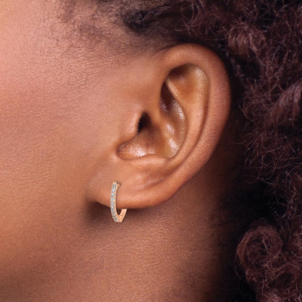 10K Rose Gold Diamond Hinged Hoop Earrings - 0.20 Carat Total Diamond Weight by Oro Pregiato