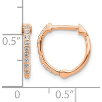 10K Rose Gold Diamond Hinged Hoop Earrings - 0.20 Carat Total Diamond Weight by Oro Pregiato