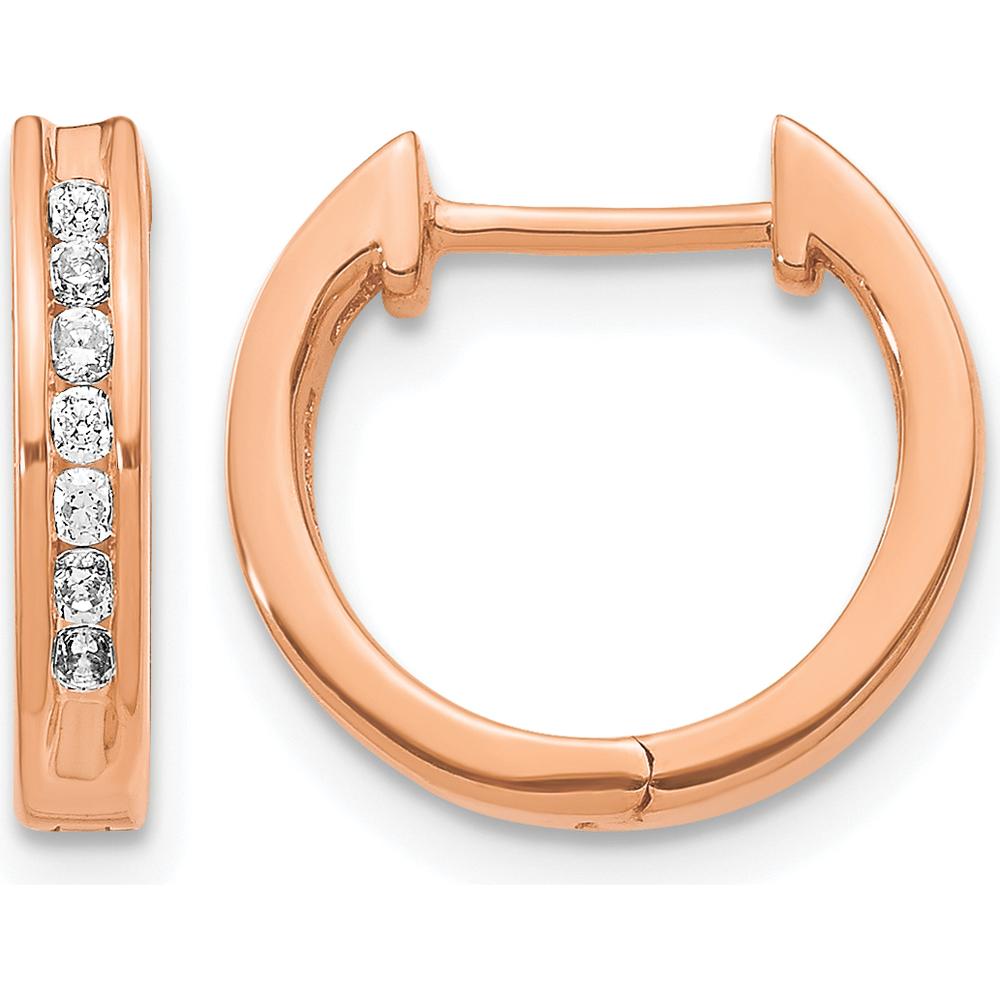 10K Rose Gold Diamond Hinged Hoop Earrings - 0.50 Carat Total Diamond Weight by Oro Pregiato