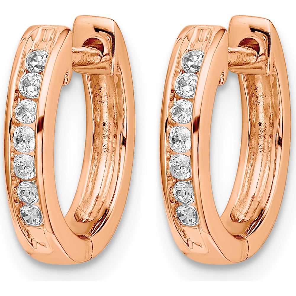 10K Rose Gold Diamond Hinged Hoop Earrings - 0.50 Carat Total Diamond Weight by Oro Pregiato