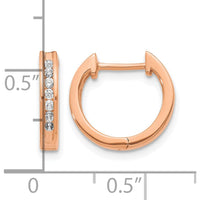 10K Rose Gold Diamond Hinged Hoop Earrings - 0.50 Carat Total Diamond Weight by Oro Pregiato