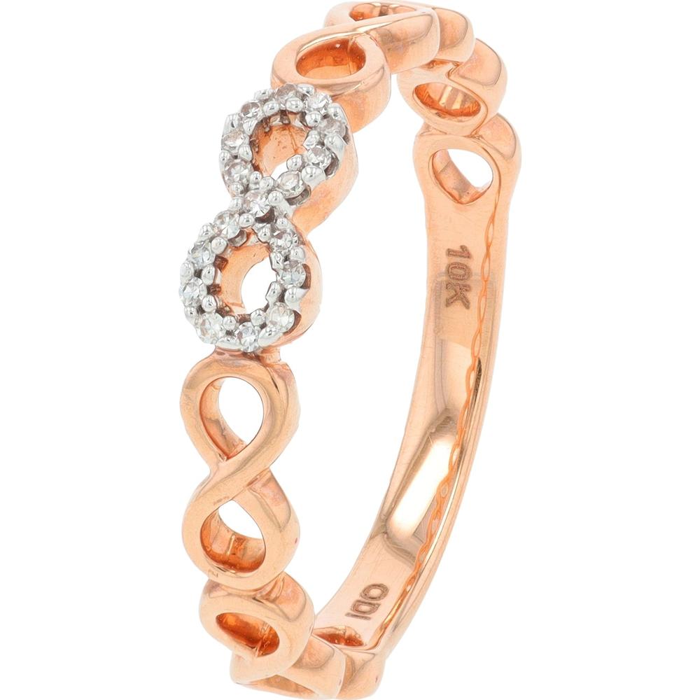 10K Rose Gold Diamond Infinity Ring - 0.06 Carat Total Diamond Weight