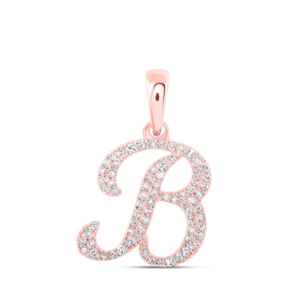 10K Rose Gold Diamond Initial L Pendant - 1/5 Carat Total Diamond Weight
