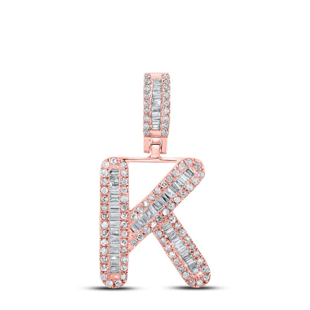 10K Rose Gold Diamond Initial L Pendant - 3/8 Carat Total Diamond Weight