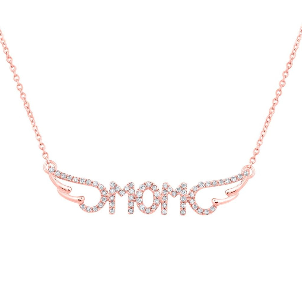 10K Rose Gold Diamond Mom Heart Necklace - 1/6 Carat Total Diamond Weight