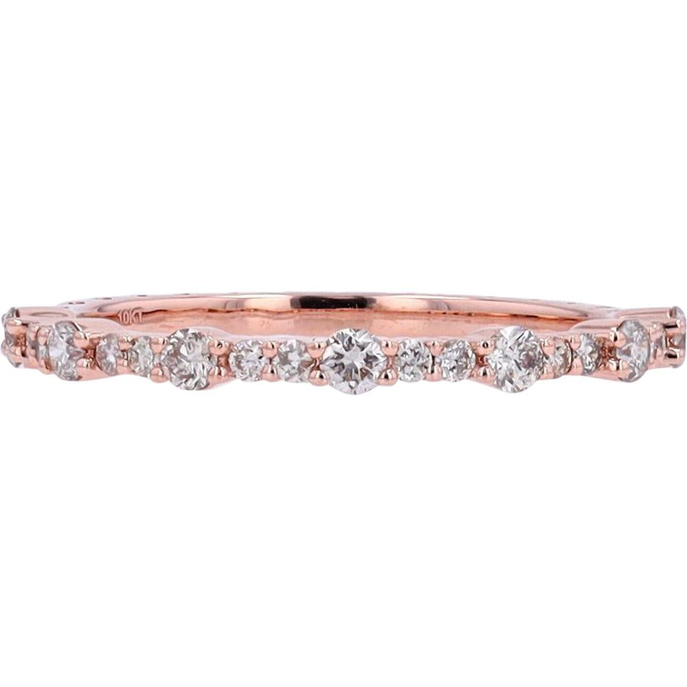 10K Rose Gold Diamond Stackable Band - 0.35 Carat Total Diamond Weight