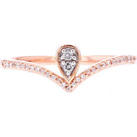 10K Rose Gold Diamond Stackable Ring with Pavé Set Teardrop Diamond - 0.11 Carat Total Diamond Weight