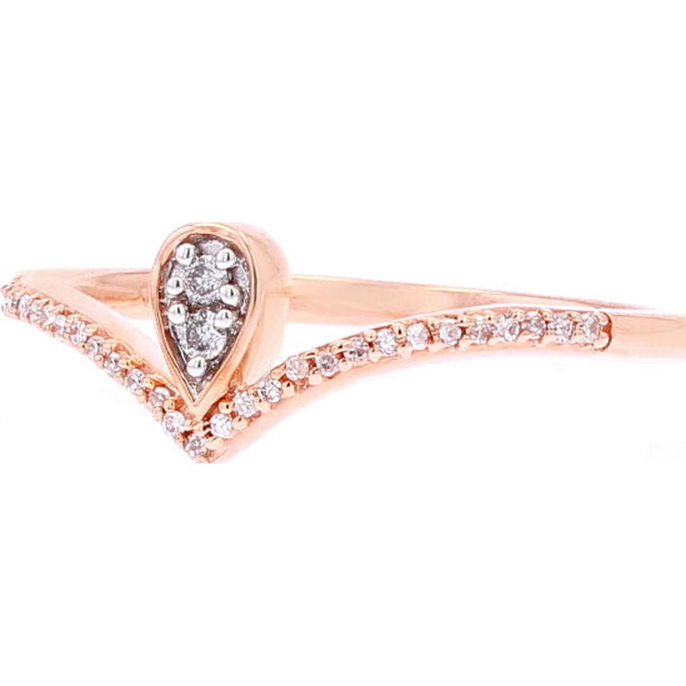 10K Rose Gold Diamond Stackable Ring with Pavé Set Teardrop Diamond - 0.11 Carat Total Diamond Weight