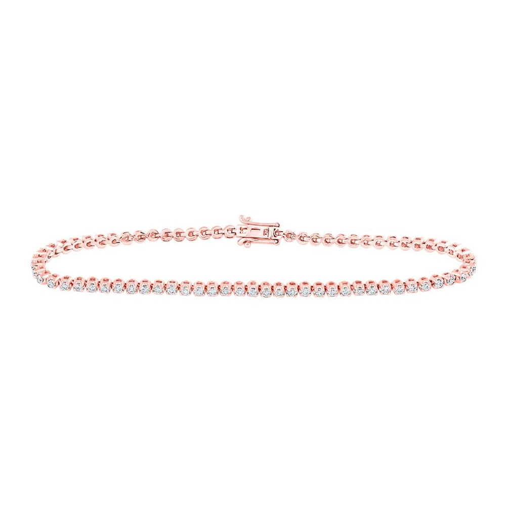 10K Rose Gold Diamond Tennis Bracelet - 1 and 1/5 Carat Total Diamond Weight