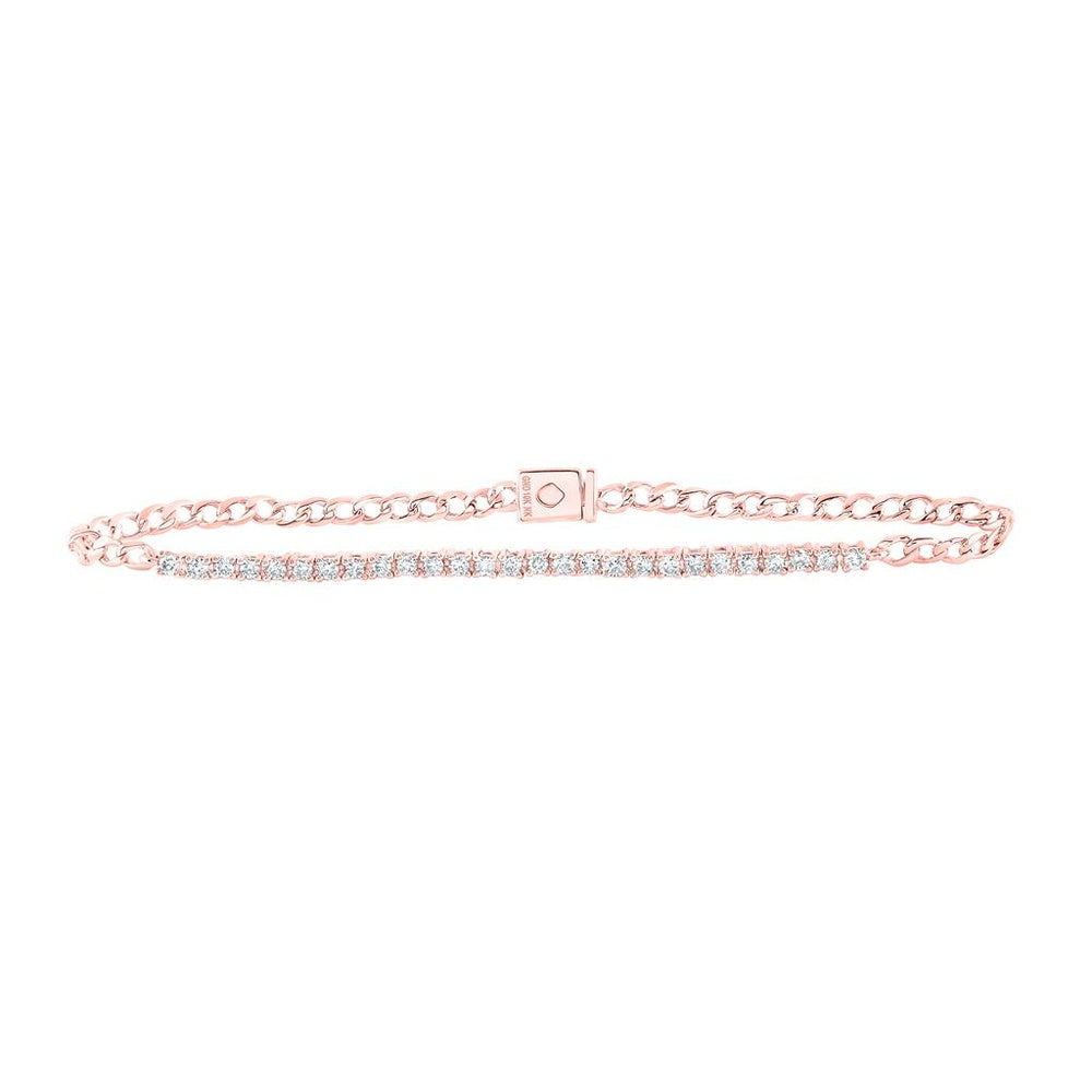 10K Rose Gold Diamond Tennis Bracelet - 3/4 Carat Total Diamond Weight