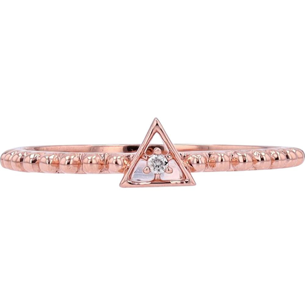 10K Rose Gold Diamond Triangle Ring - 0.01 Carat Diamond