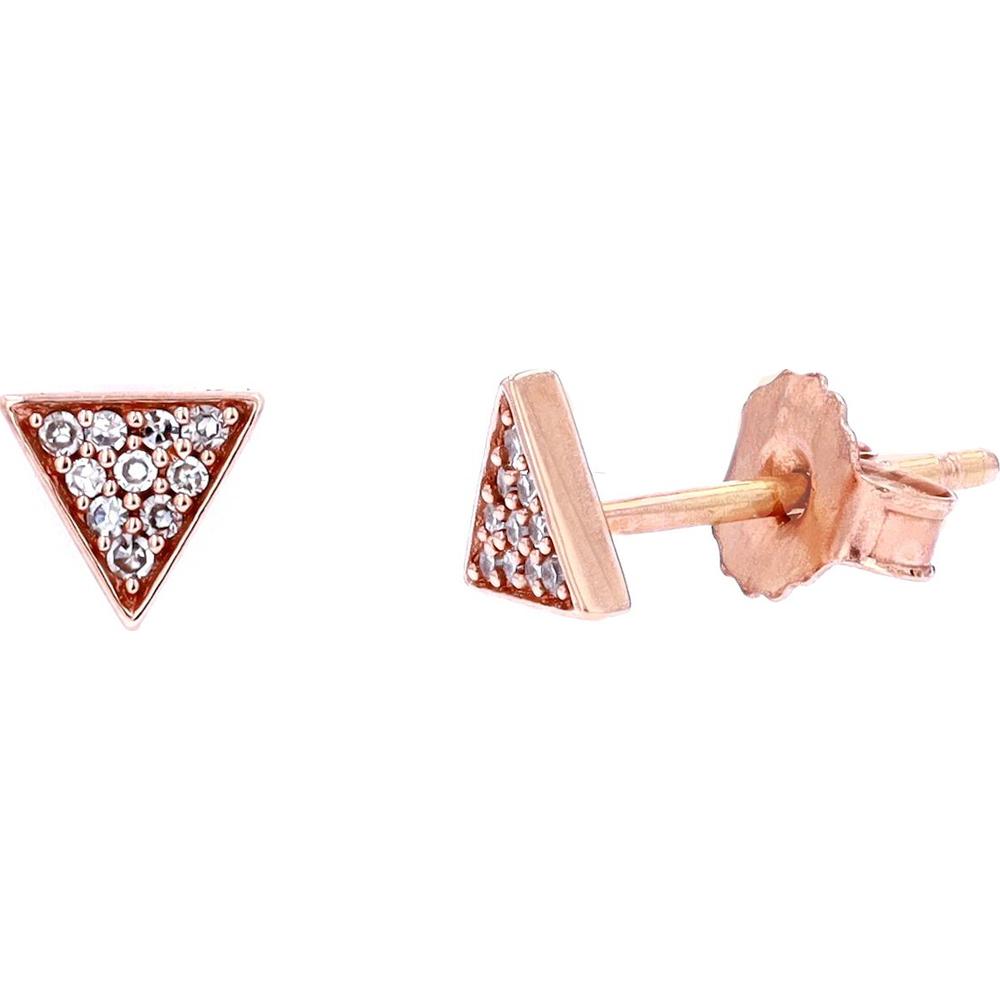 10K Rose Gold Diamond Triangle Stud Earrings - 0.07 Carat Total Diamond Weight
