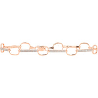 10K Rose Gold Fancy Link Bracelet with Pave-Set Round Diamonds - 0.15 Carat Total Diamond Weight