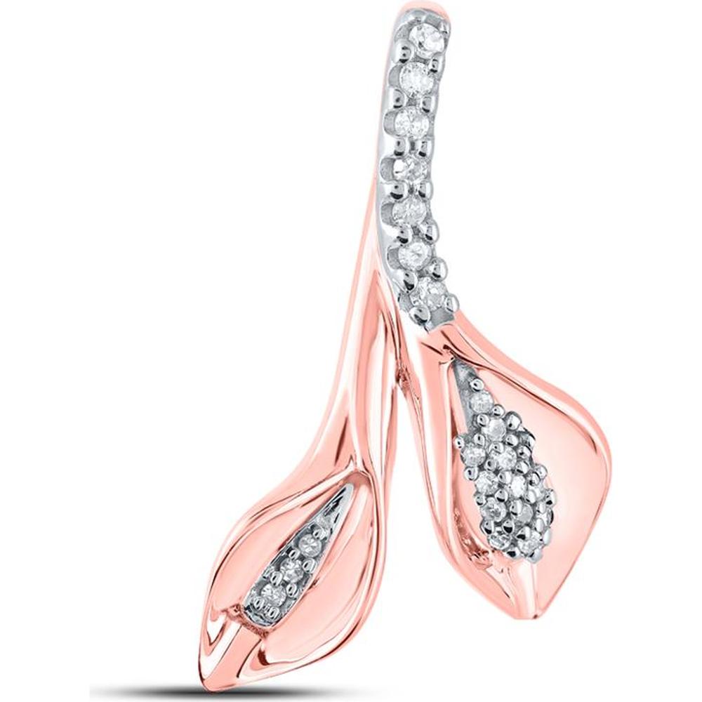 10K Rose Gold Floral-Inspired Pendant with Round Prong-Set Diamonds - 0.10 Carat Total Diamond Weight