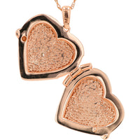 10K Rose Gold Heart Locket Pendant with Bezel-Set Round Diamond - 0.02 Carat Total Diamond Weight