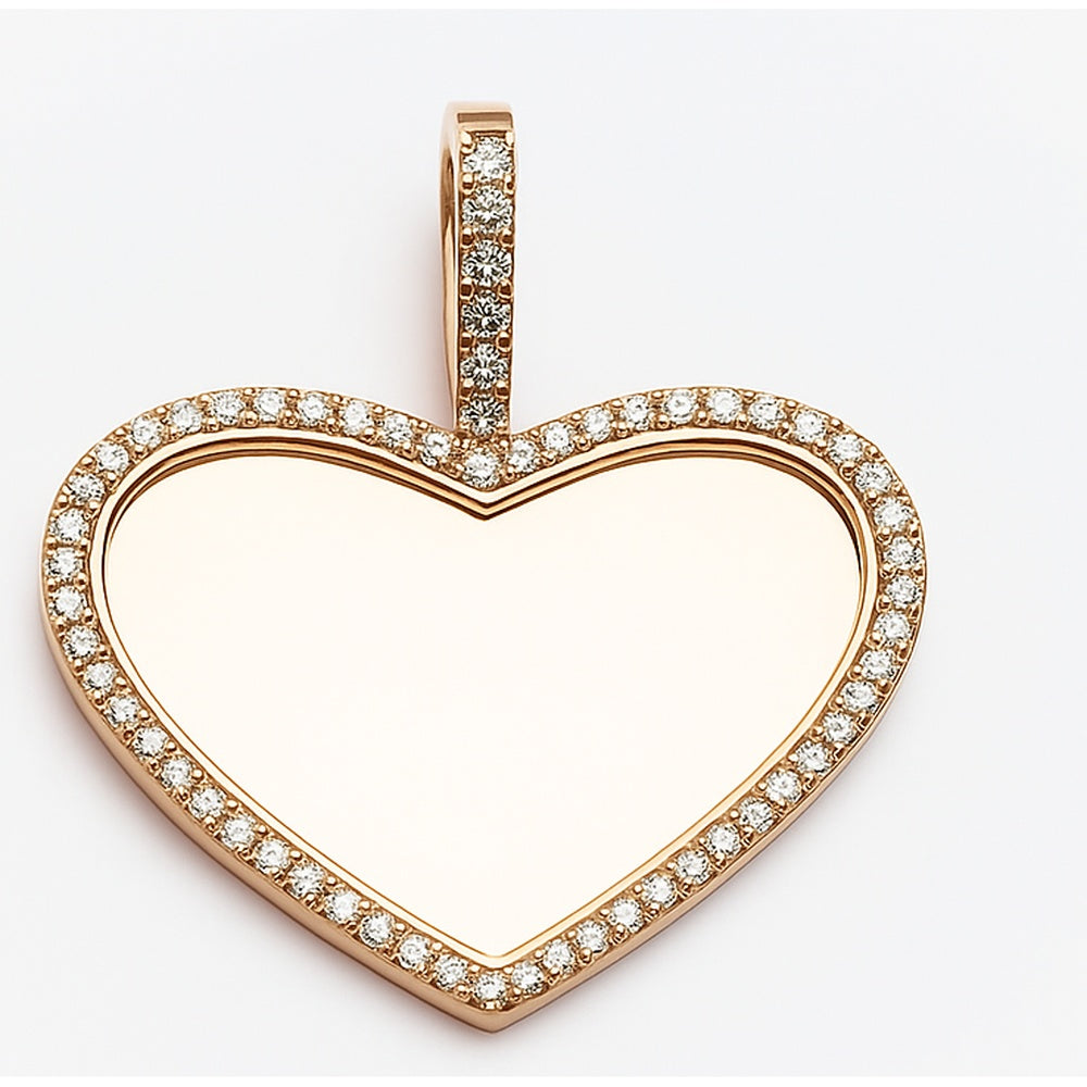 10K Rose Gold Heart Pendant with Prong-Set Round Diamonds - 0.63 Carat Total Diamond Weight by Auriventus