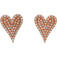 10K Rose Gold Heart Shaped Stud Earrings with 0.25 Carat Diamonds