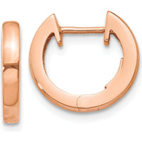 10K Rose Gold Hinged Hoop Earrings - Polished Finish 13mm Length
