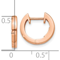 10K Rose Gold Hinged Hoop Earrings - Polished Finish 13mm Length