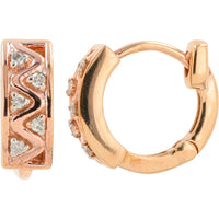 10K Rose Gold Huggie Hoop Earrings with Wavy Channel-Set Round Diamonds - 0.10 Carat Total Diamond Weight