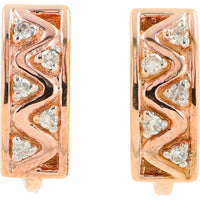 10K Rose Gold Huggie Hoop Earrings with Wavy Channel-Set Round Diamonds - 0.10 Carat Total Diamond Weight