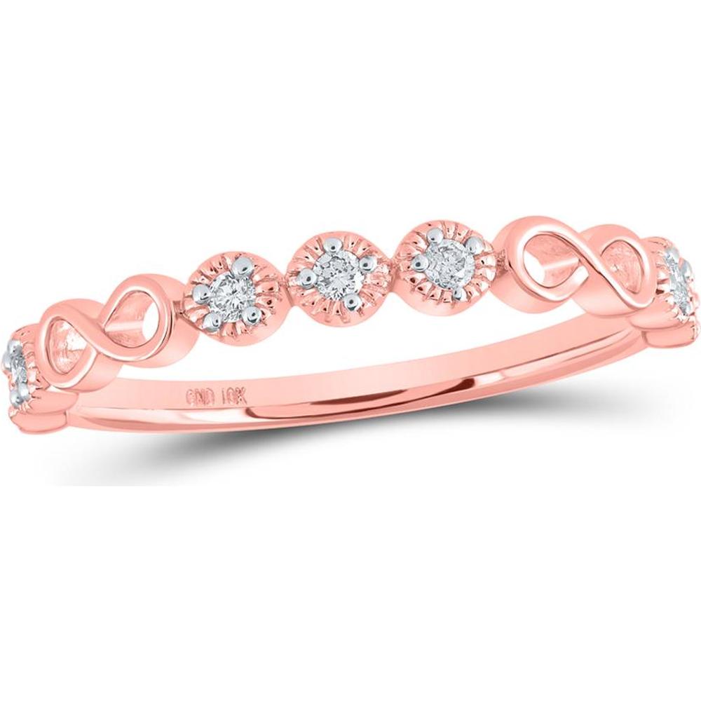 10K Rose Gold Infinity Band with Bezel-Set Round Diamonds - 1/8 Carat Total Weight