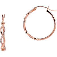 10K Rose Gold Medium Infinity Hoop Earrings with Round-Cut Diamonds - 1/5 Carats Total Diamond Weight