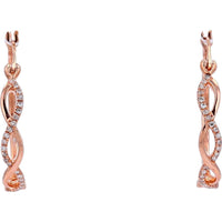 10K Rose Gold Medium Infinity Hoop Earrings with Round-Cut Diamonds - 1/5 Carats Total Diamond Weight