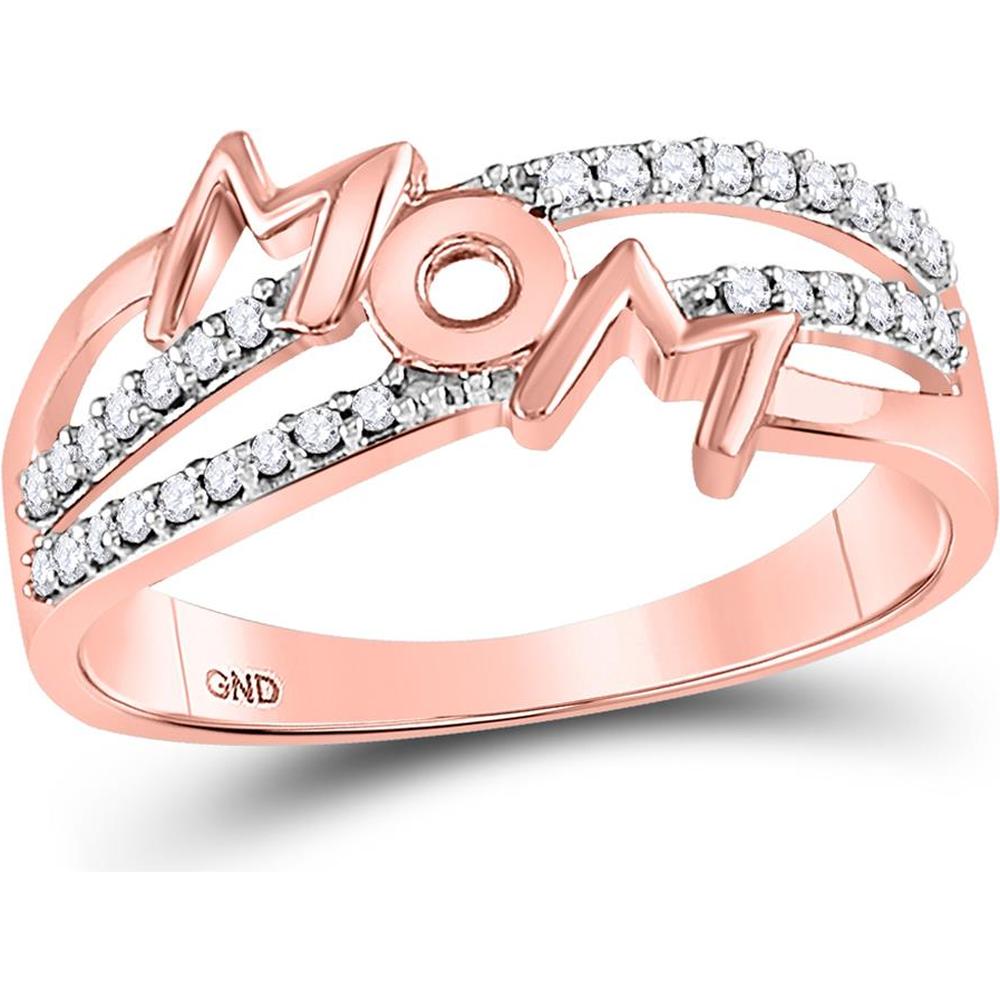 10K Rose Gold Mom Ring with Prong-Set Round Diamonds - 0.15 Carat Total Diamond Weight
