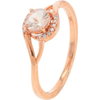 10K Rose Gold Morganite Bridal Set with Diamond Accents - 0.06 Carat Total Diamond Weight