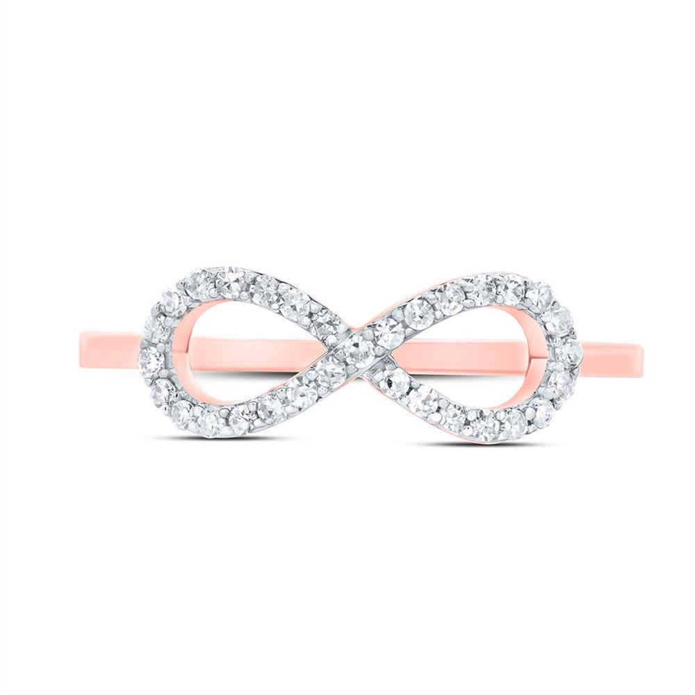 10K Rose Gold Natural Diamond Infinity Ring - 1/7 Carat Total Diamond Weight