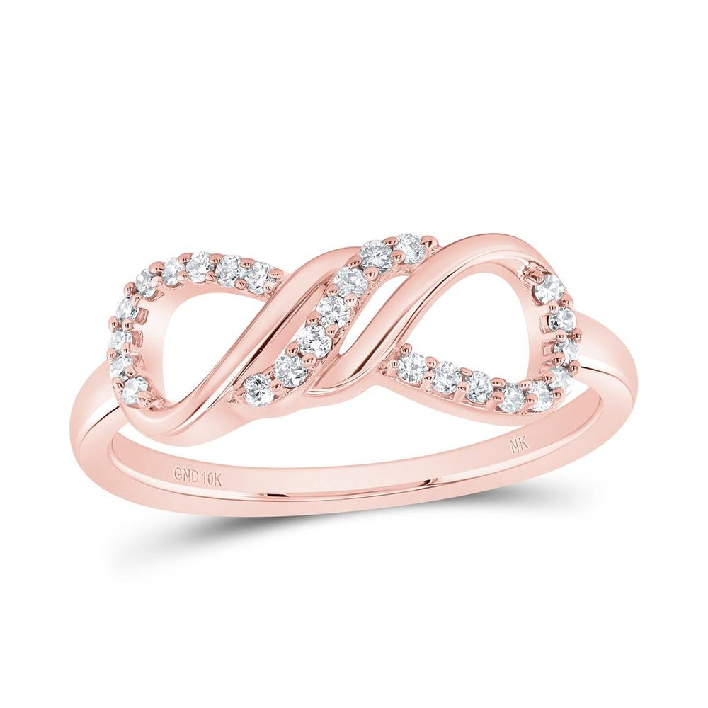 10K Rose Gold Natural Diamond Infinity Ring - 1/7 Carat Total Diamond Weight