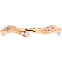 10K Rose Gold Organic Vine Stackable Band with Round Diamonds - 0.15 Carat Total Diamond Weight
