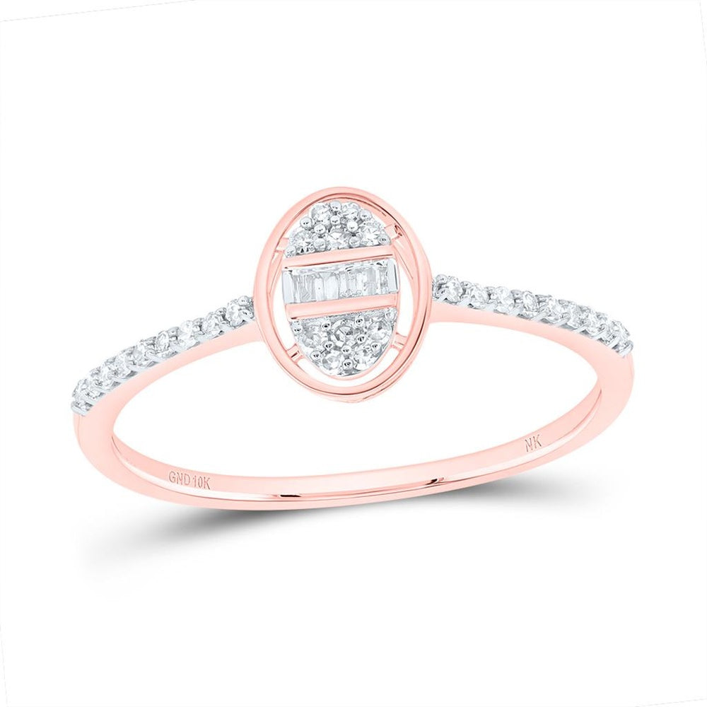 10K Rose Gold Oval Diamond Ring - 1/7 Carat Total Diamond Weight