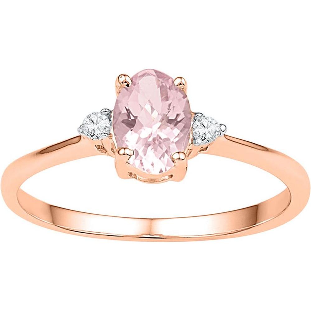 10K Rose Gold Oval Morganite and Diamond Ring - 0.67 Carat Total Gemstone Weight