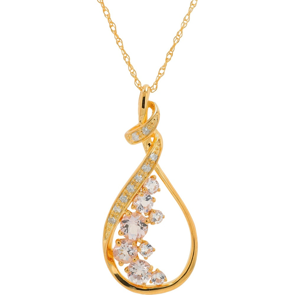 10K Rose Gold Pear-Shaped Pendant Necklace with Prong-Set Morganite and Diamond Accents - 0.50 Carat Total Morganite Weight