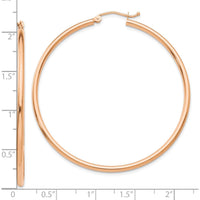 10K Rose Gold Polished 53mm Lightweight Tube Hoop Earrings - Classic Design, Comfortable Fit