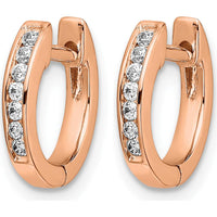10K Rose Gold Polished Diamond Hinged Hoop Earrings - 0.25 Carat Total Diamond Weight by Oro Pregiato