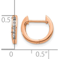 10K Rose Gold Polished Diamond Hinged Hoop Earrings - 0.25 Carat Total Diamond Weight by Oro Pregiato