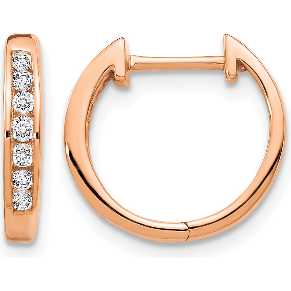 10K Rose Gold Polished Diamond Hinged Hoop Earrings - 1/2 Carat Total Diamond Weight by Oro Pregiato