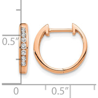 10K Rose Gold Polished Diamond Hinged Hoop Earrings - 1/2 Carat Total Diamond Weight by Oro Pregiato